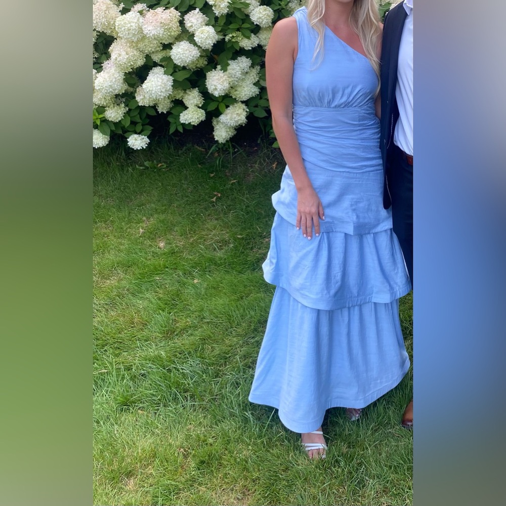 Worn once. Blue wedding guest dress.